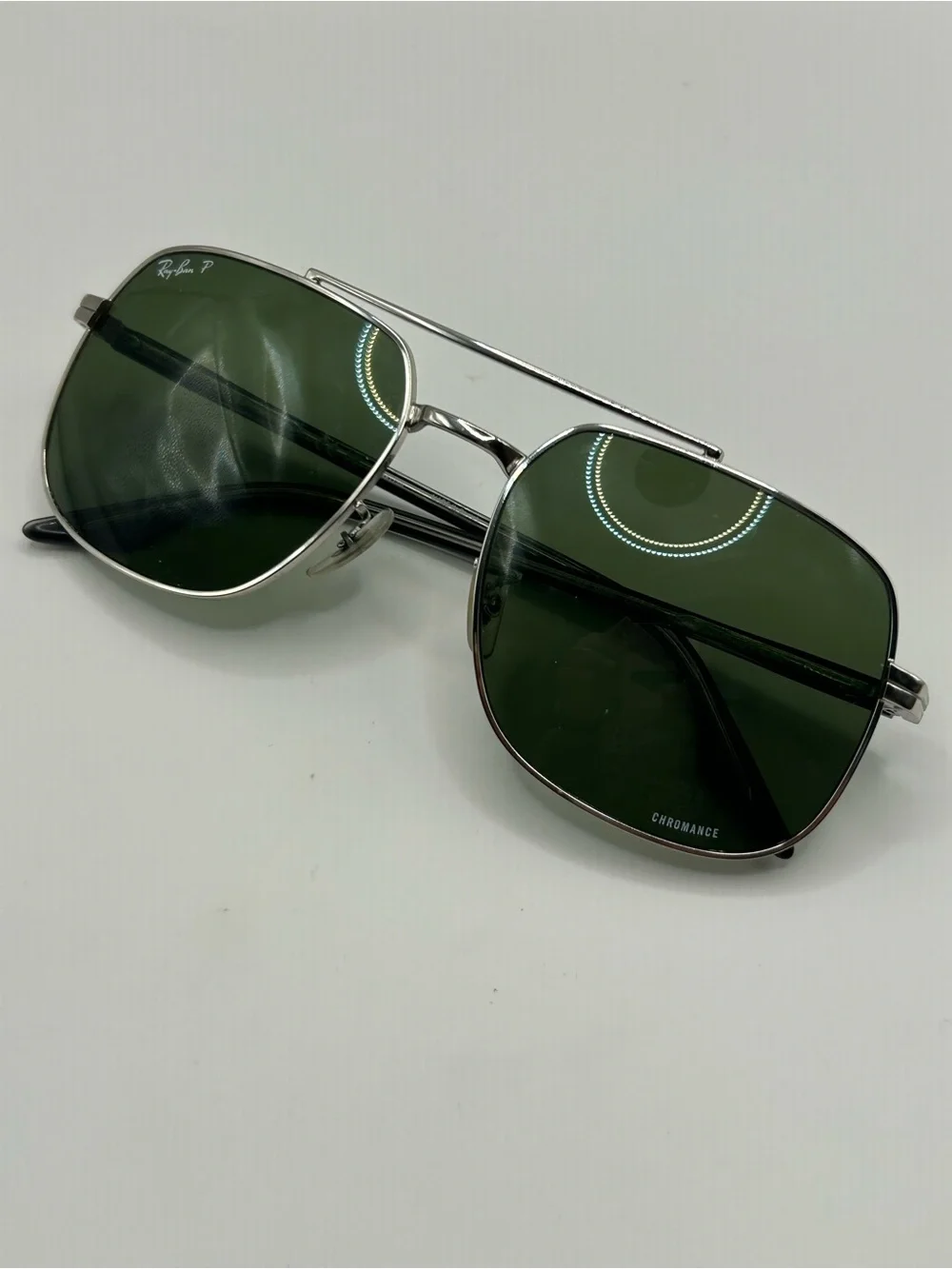 Ray-Ban Silver Frame Dark Green Lens Sunglasses